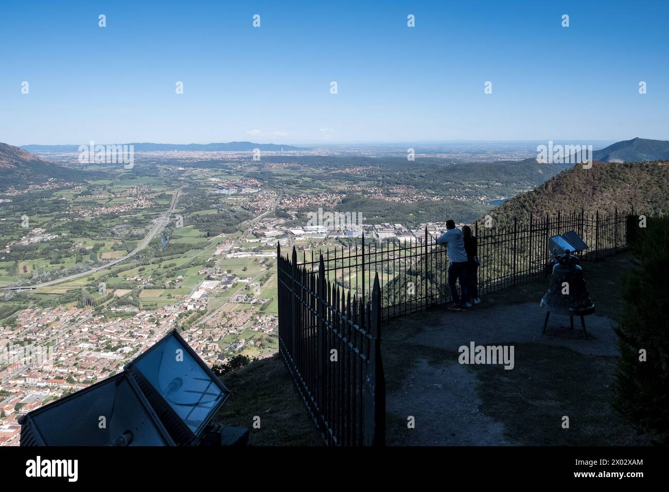 View of the City of Turin from the Sacra di San Michele (Saint Michael's Abbey), a religious complex on Mount Pirchiriano Stock Photo