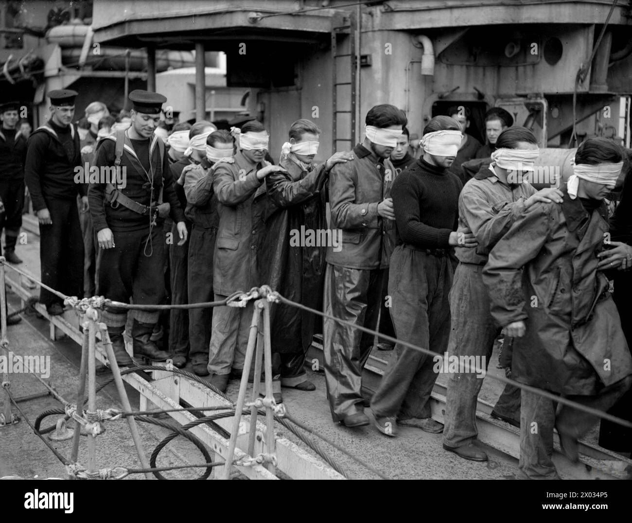A FEW OF MANY GERMAN UBOAT SURVIVORS BROUGHT IN. 11 OCTOBER 1943