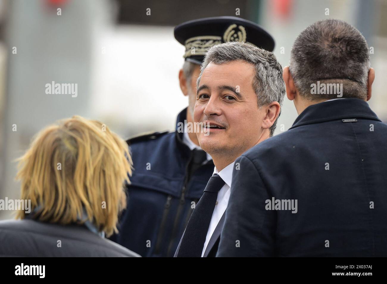 French Interior and Overseas Minister Gerald Darmanin meets with
