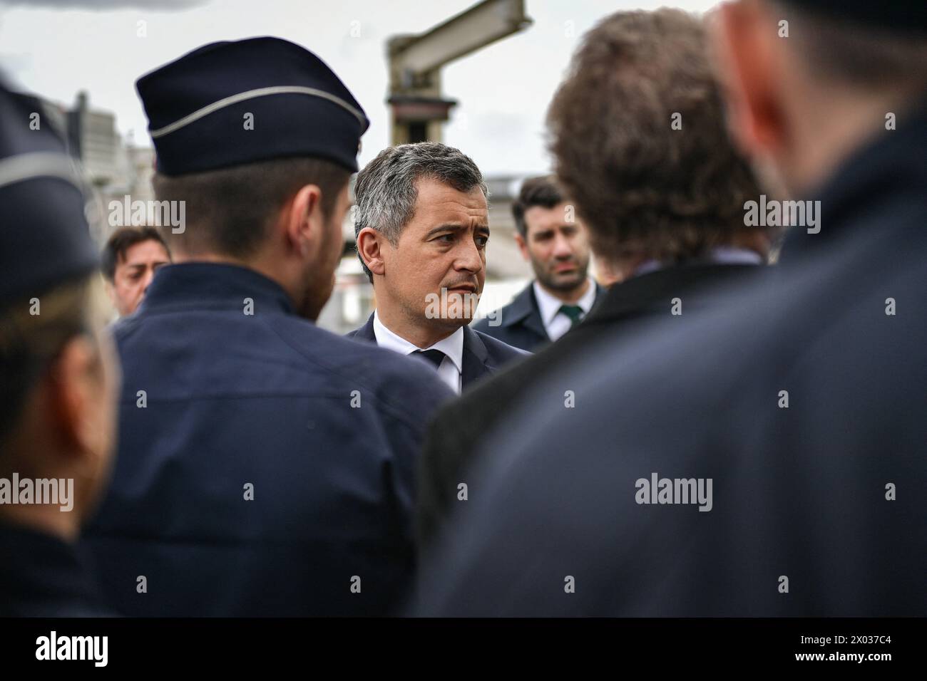 French Interior and Overseas Minister Gerald Darmanin meets with