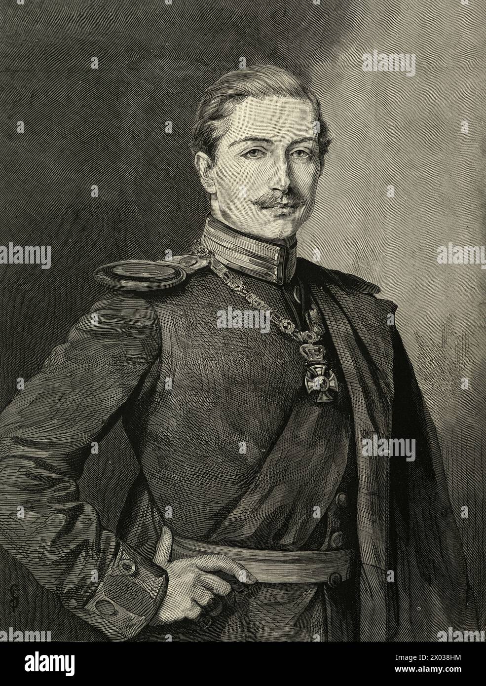 Portrait of Wilhelm II German Emperor and King of Prussia, as Crown Prince, 1881 Stock Photo