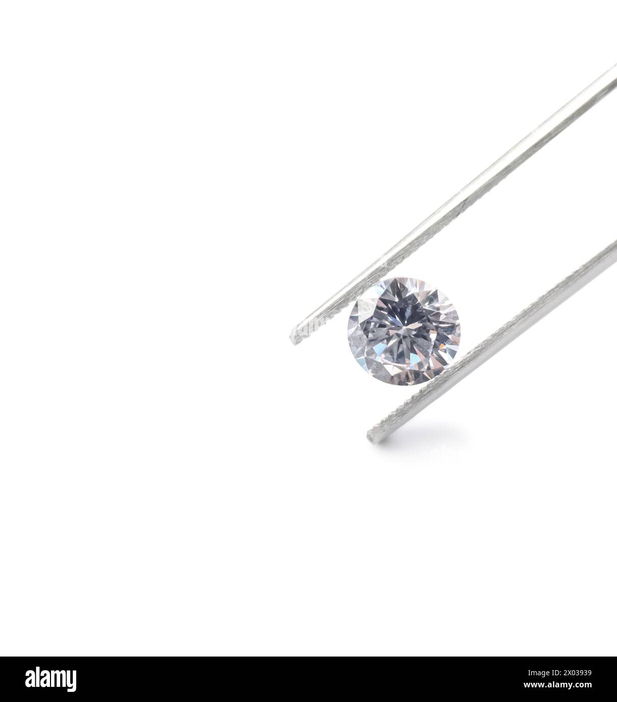 Tweezers with beautiful shiny diamond isolated on white Stock Photo - Alamy