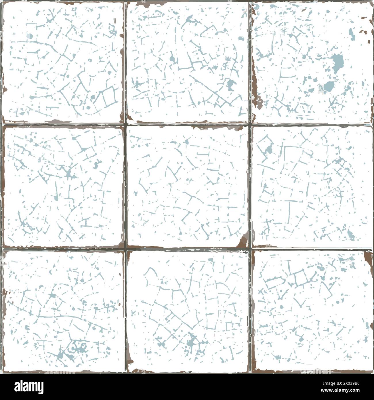 Grout.Old brown ceramic tile joints with chipped tile edges and cracks ...