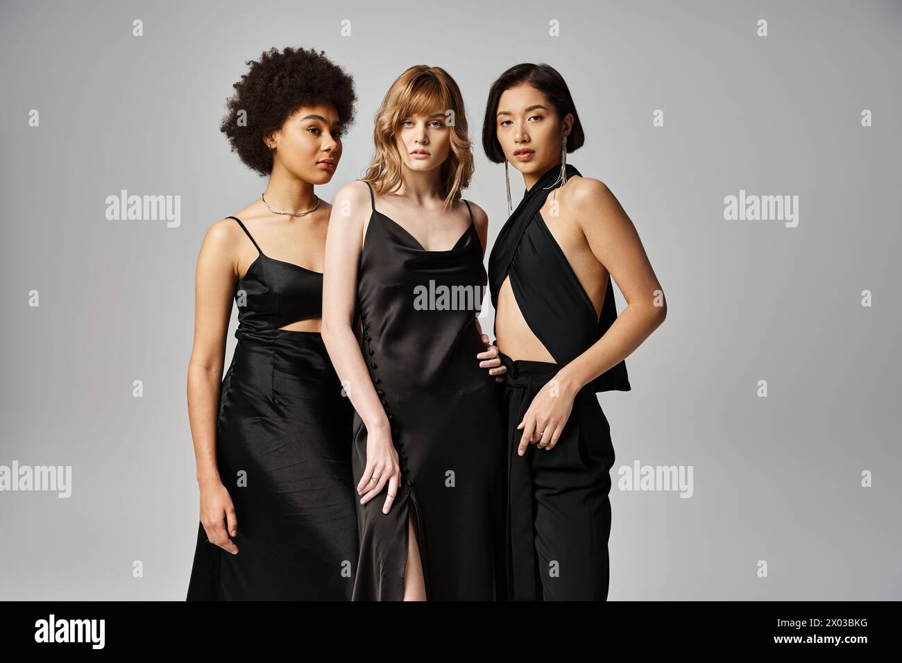 A group of beautiful women from diverse backgrounds standing together ...