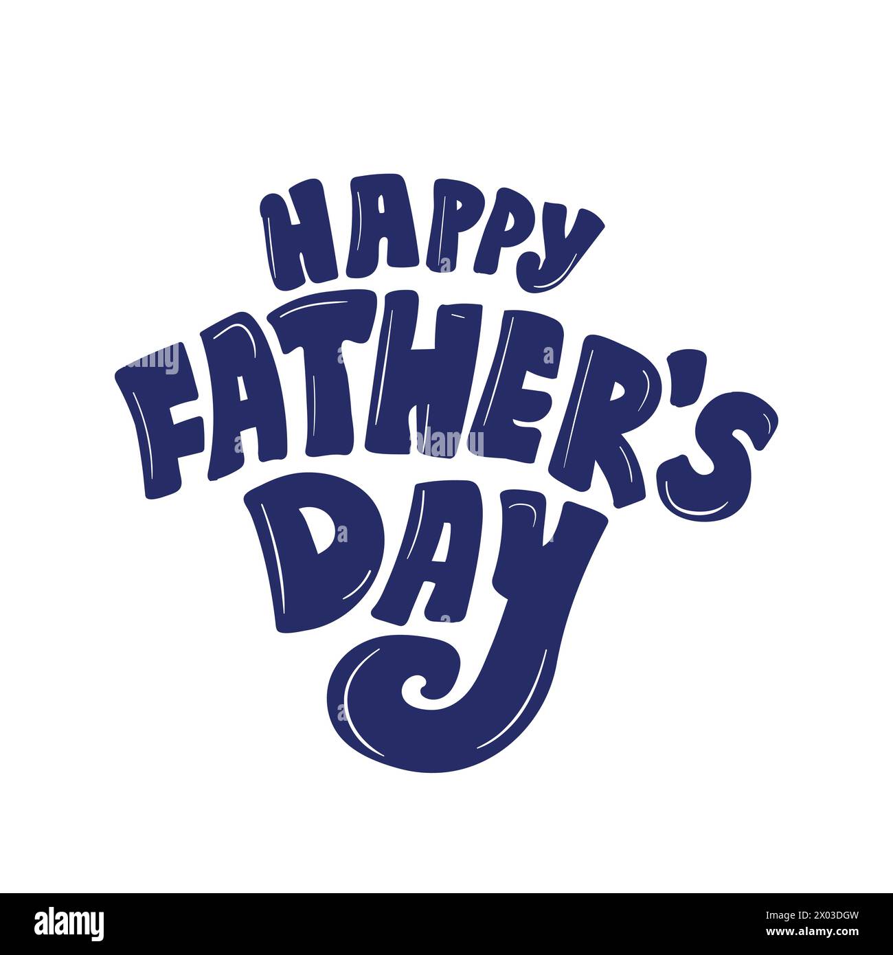 Happy fathers day text vector illustration. Hand drawn lettering for celebrating father's day holiday. Fathers day greeting card, social media Stock Vector