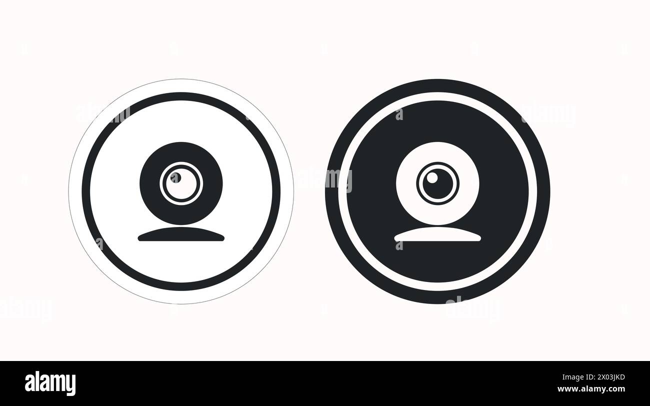 Security Camera Icon Set. Vector isolated rounded illustration set of a security camera Stock Vector