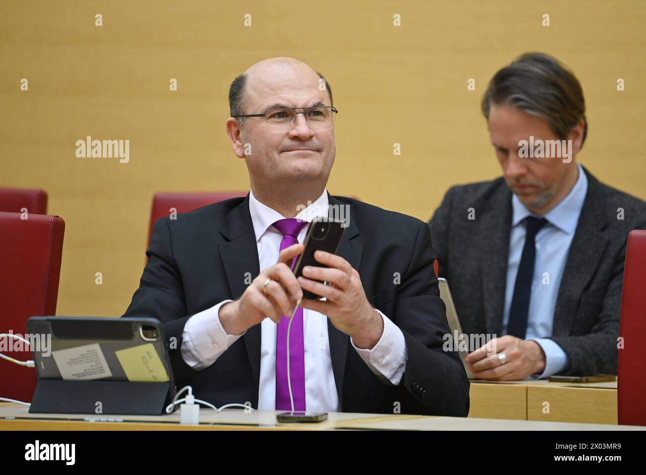 Albert FUERACKER CSU,Finanz-und Heimatminister, 15.Sitzung Bayerischer Landtag am 09.04.2024. *** Albert FUERACKER CSU,Minister of Finance and Home Affairs , 15 Session Bavarian State Parliament on 09 04 2024 Stock Photo