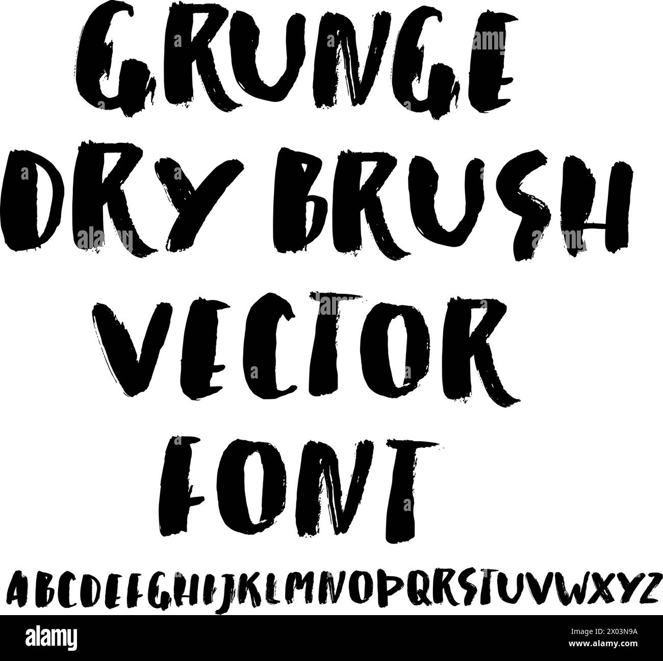 Hand Drawn Dry Brush Font. Modern Brush Lettering. Vector Stock Vector ...