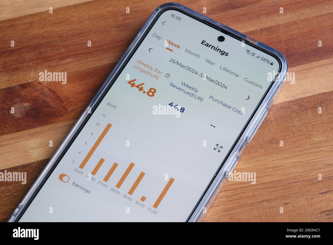 Solar panel app on a GSM monitoring electricity generated from the Sun Stock Photo