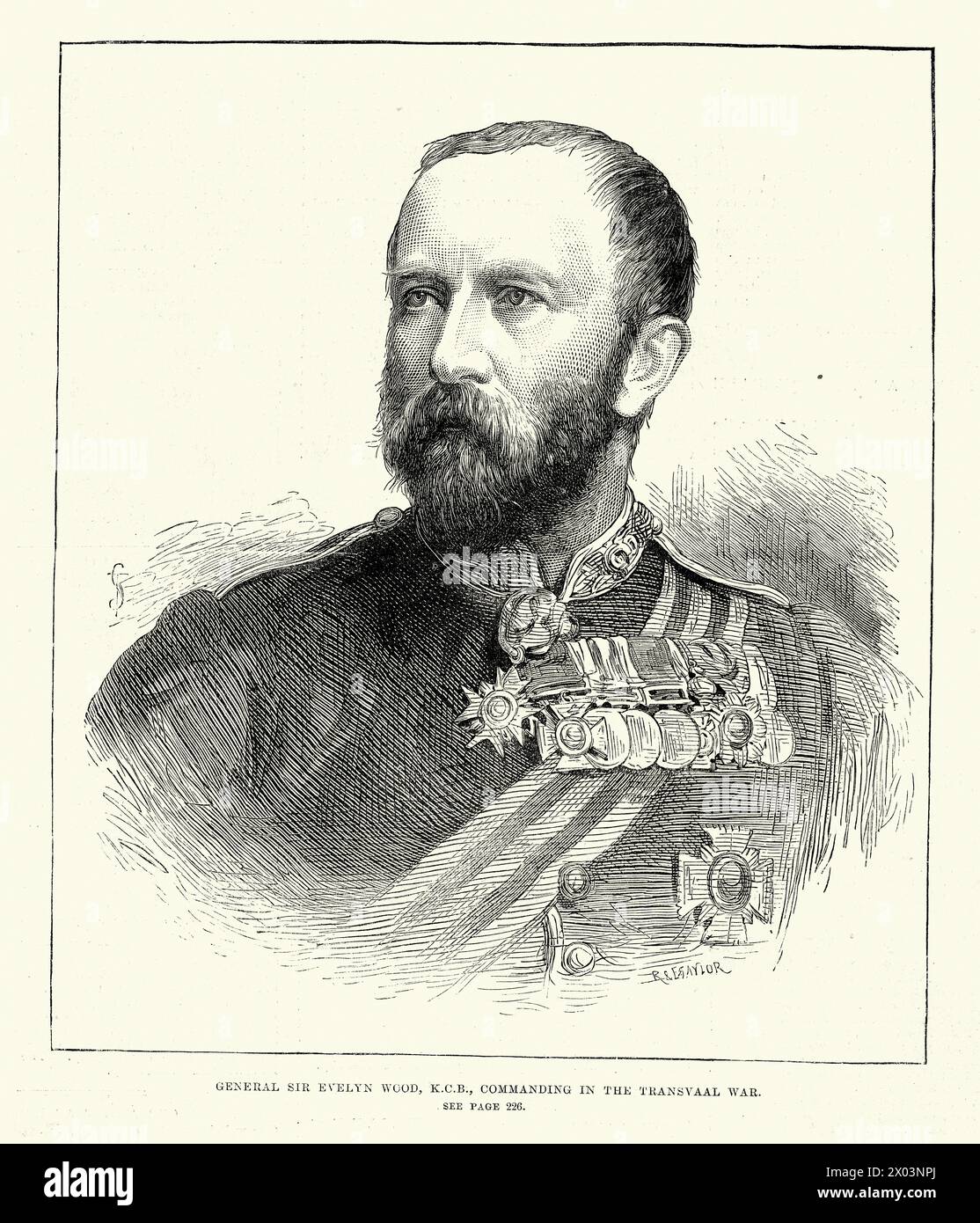 Vintage illustration, General Sir Henry Evelyn Wood, British Army officer, First Boer War, 1880s 19th Century Stock Photo