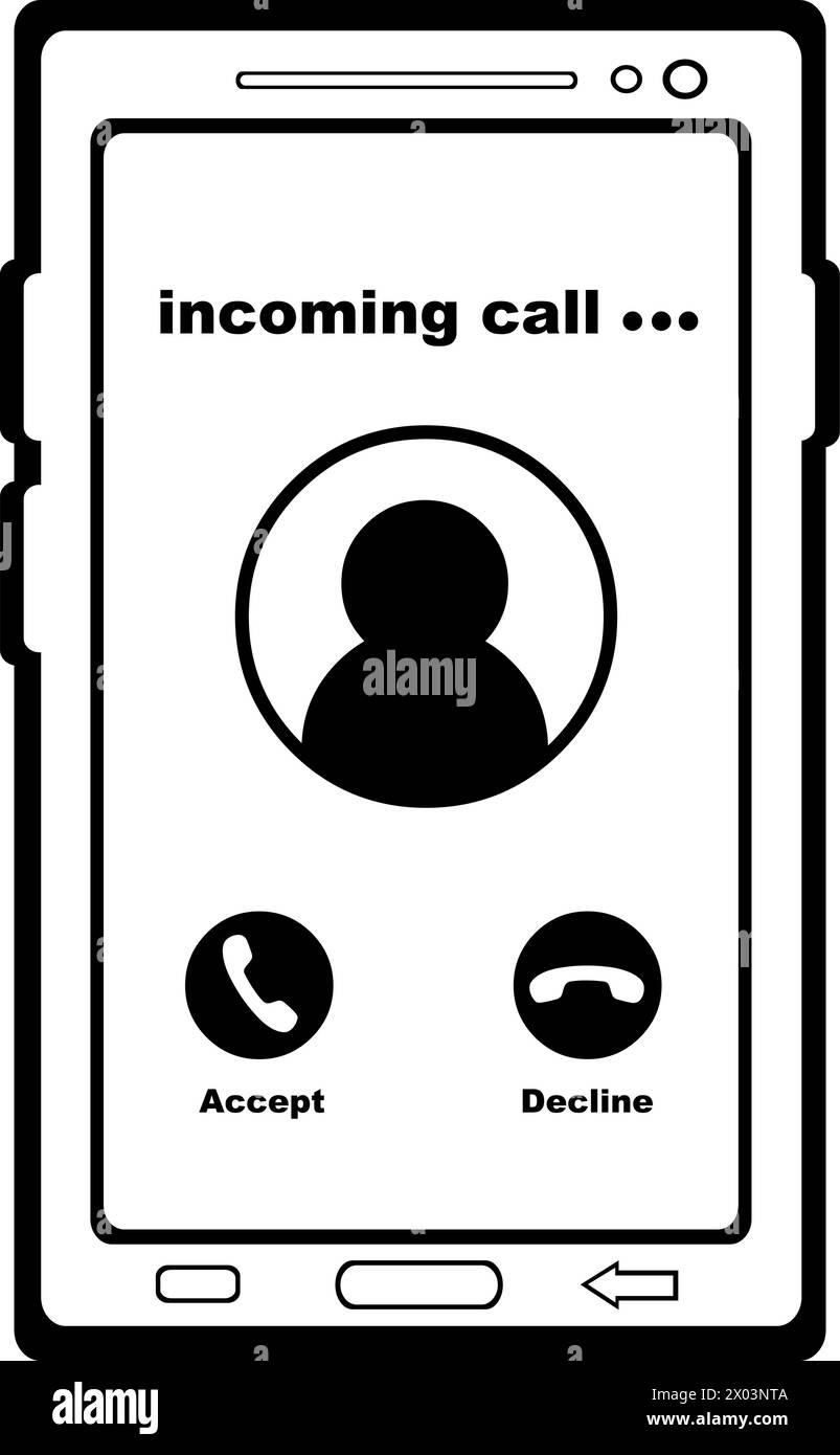 vector black and white smartphone inoming call Stock Vector