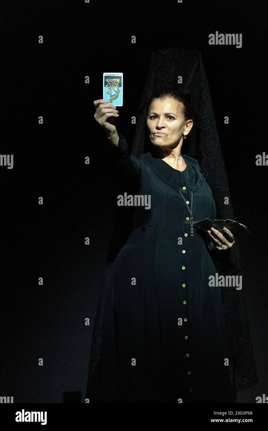 Ruth Alfie Adams (Mother of Don Jose) in CARMEN at the Royal Opera House, Covent Garden, London WC2  05/04/2024 music: Georges Bizet  libretto: Henri Meilhac & Ludovic Halevy  dramaturg: Elisa Zaninotto  conductor: Antonello Manacorda  set design: Paulo Fantin  costumes: Carla Teti  lighting: Alessandro Carletti  director: Damiano Michieletto Stock Photo