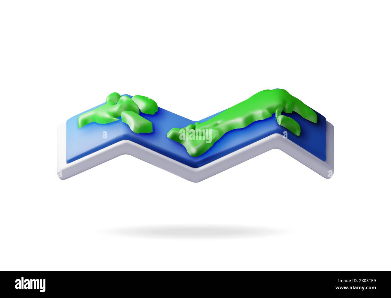 3D cartoon folded world map isolated on white Stock Vector Image & Art ...