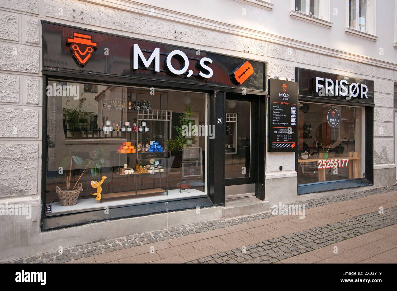 Mo,s barber shop in Helsingor, Denmark Stock Photo