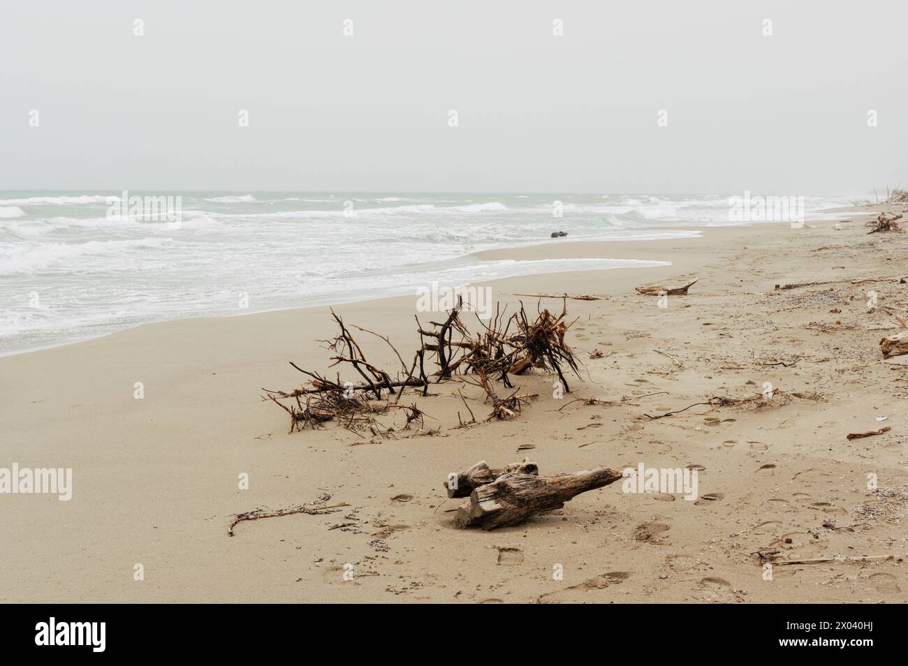 Stormy sea on the beach of Marina di Alberese, in Maremma (Tuscany, Italy) Stock Photo