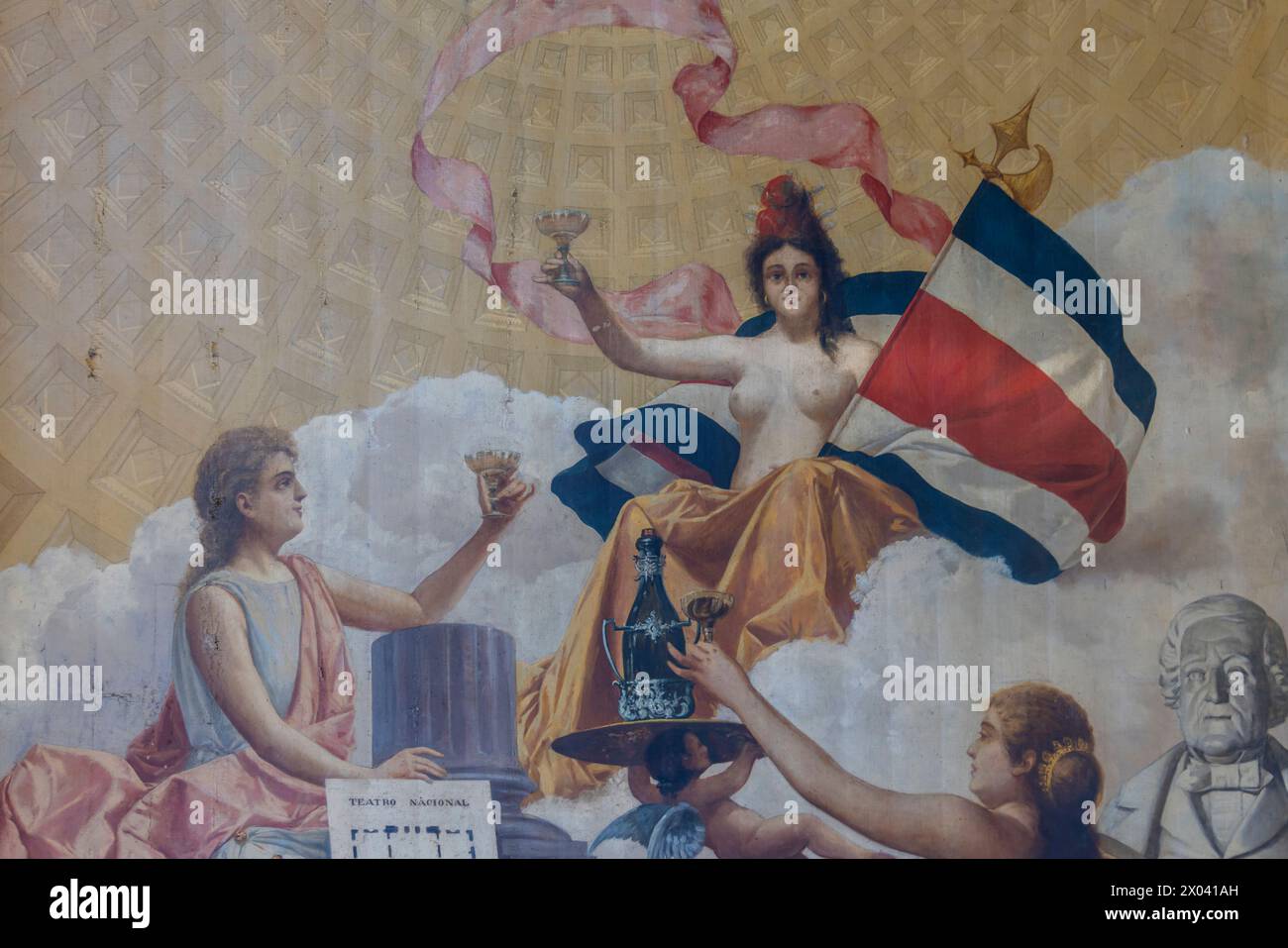 San Jose, Costa Rica March 26, 2024 Painting at ceiling in restaurant
