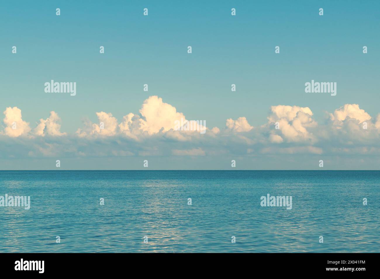 Blue sea, blue sky and white clouds. Beautiful seascape. Marine ...