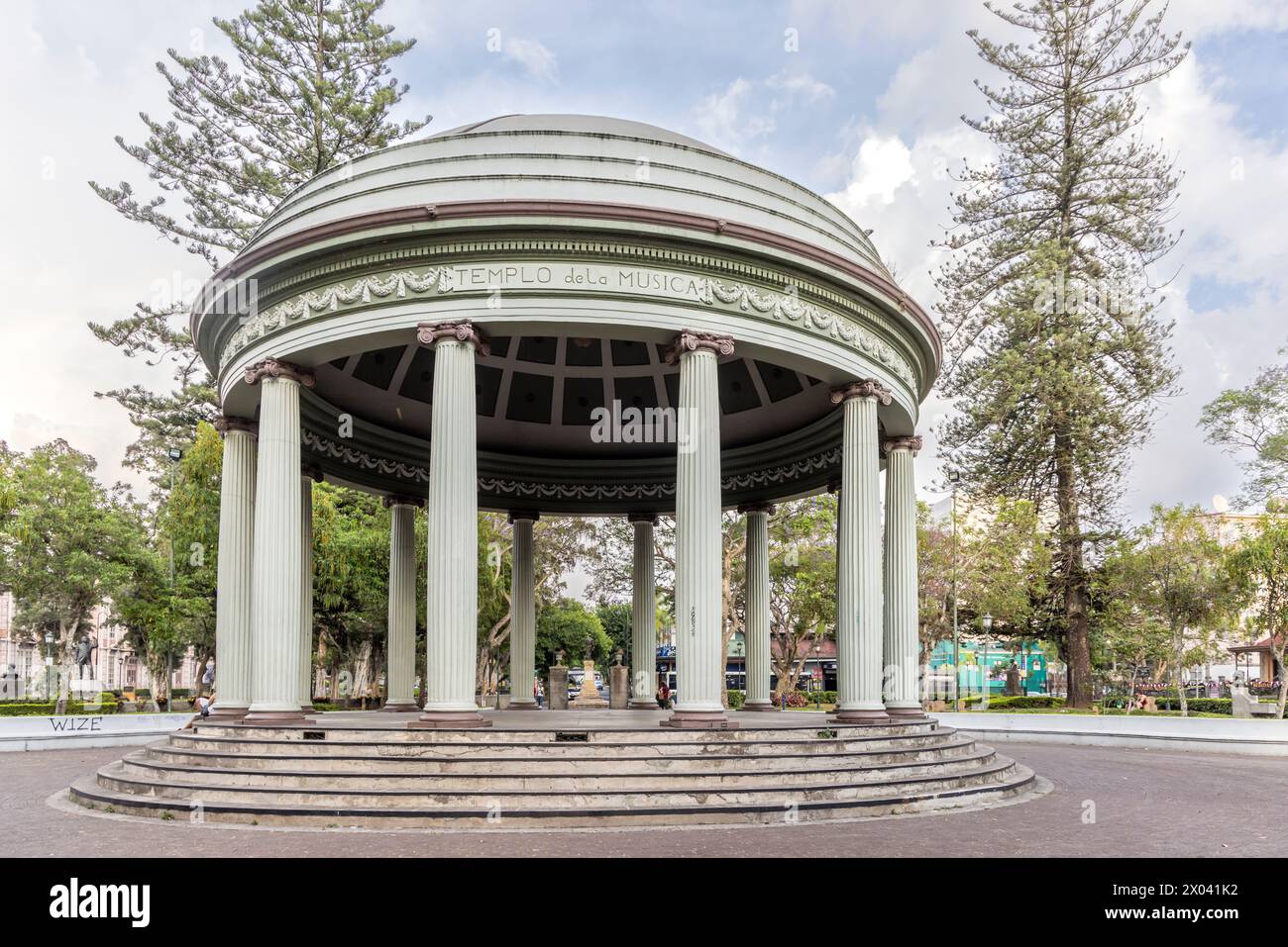 San Jose, Costa Rica -March 26, 2024: Morazan Park and music pavilion in San Jose capital city of Costa Rica Stock Photo