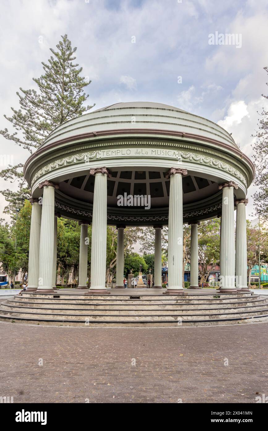 San Jose, Costa Rica -March 26, 2024: Morazan Park and music pavilion in San Jose capital city of Costa Rica Stock Photo