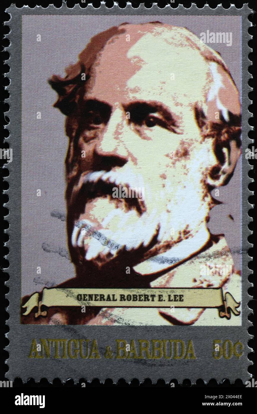 General Robert Lee on caribbean postage stamp Stock Photo
