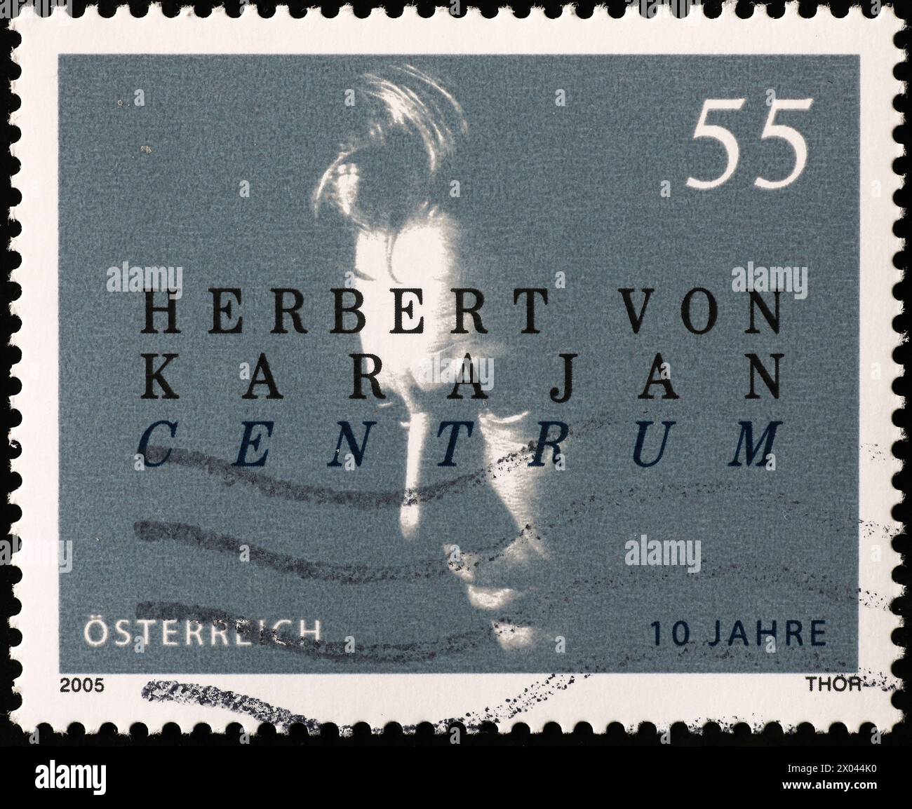 Herbert von Karajan on austrian postage stamp Stock Photo
