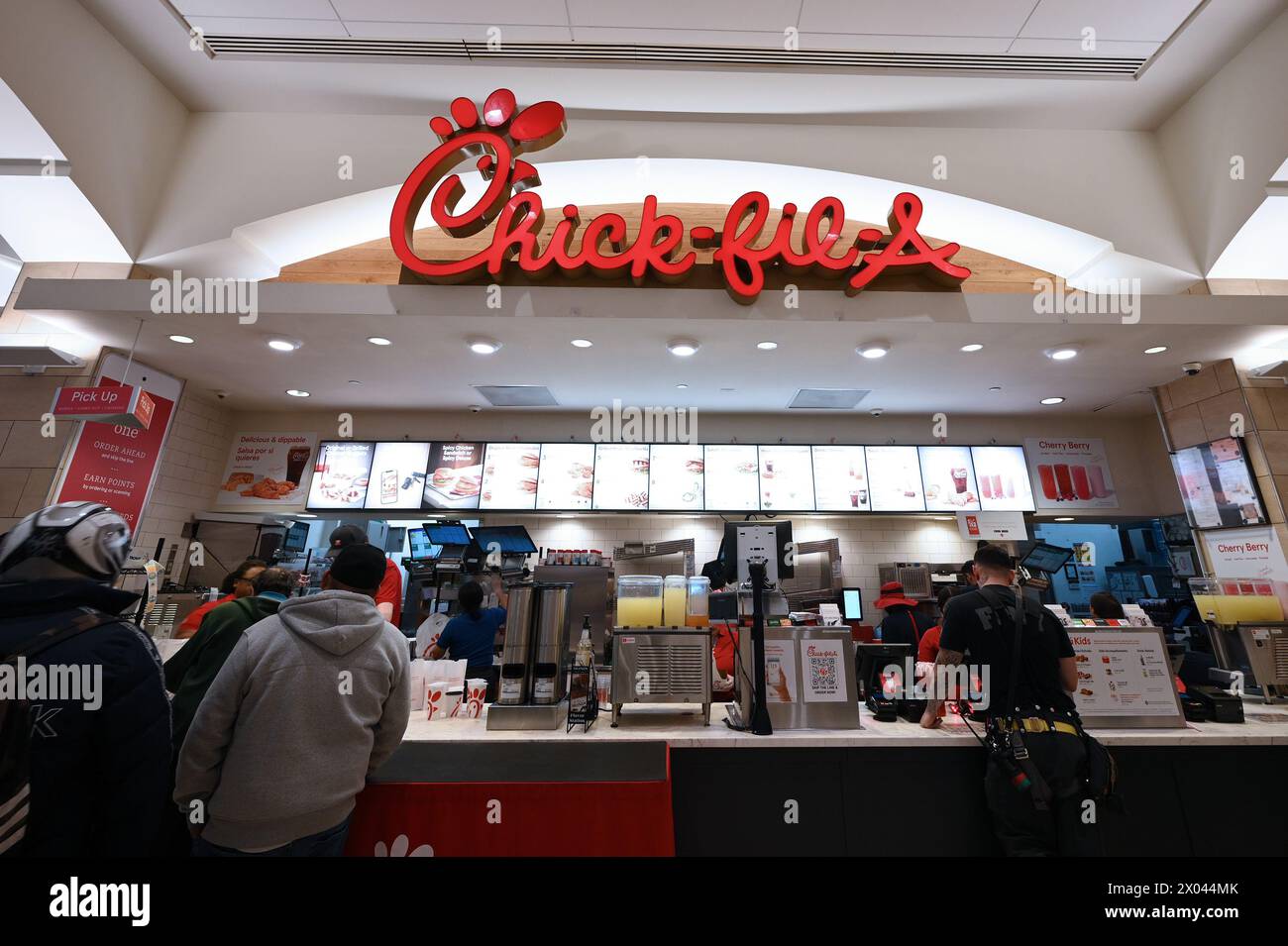 New York, USA. 09th Apr, 2024. View of the 'ChickfilA' American fast