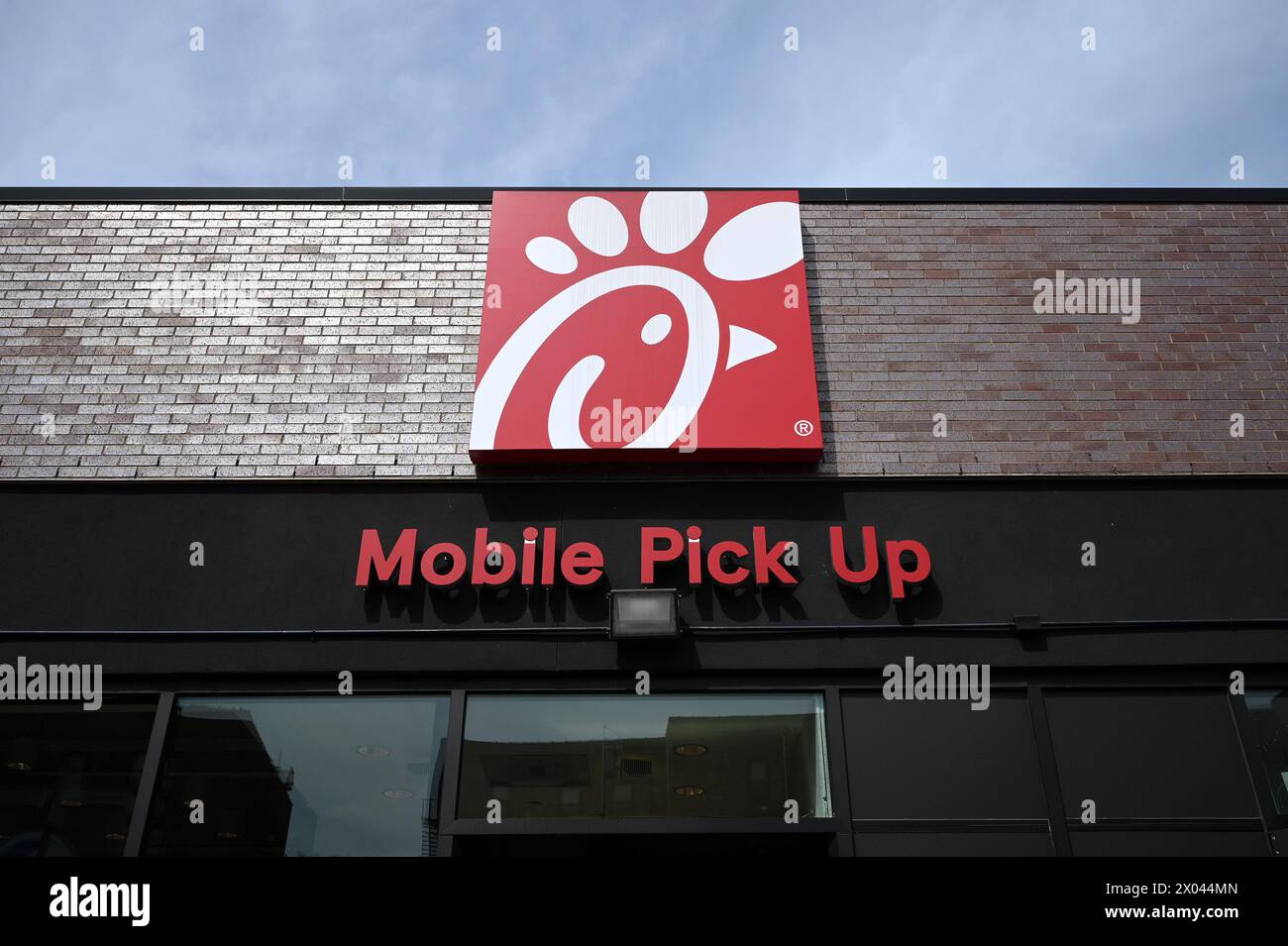 New York, USA. 09th Apr, 2024. View of the 'ChickfilA' American fast
