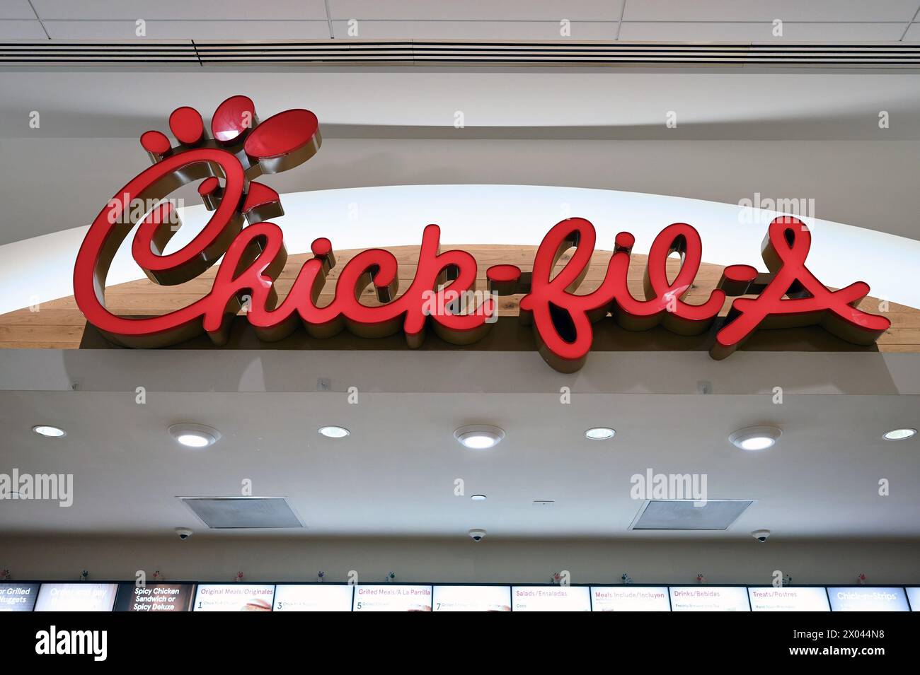 New York, USA. 09th Apr, 2024. View of the 'ChickfilA' American fast