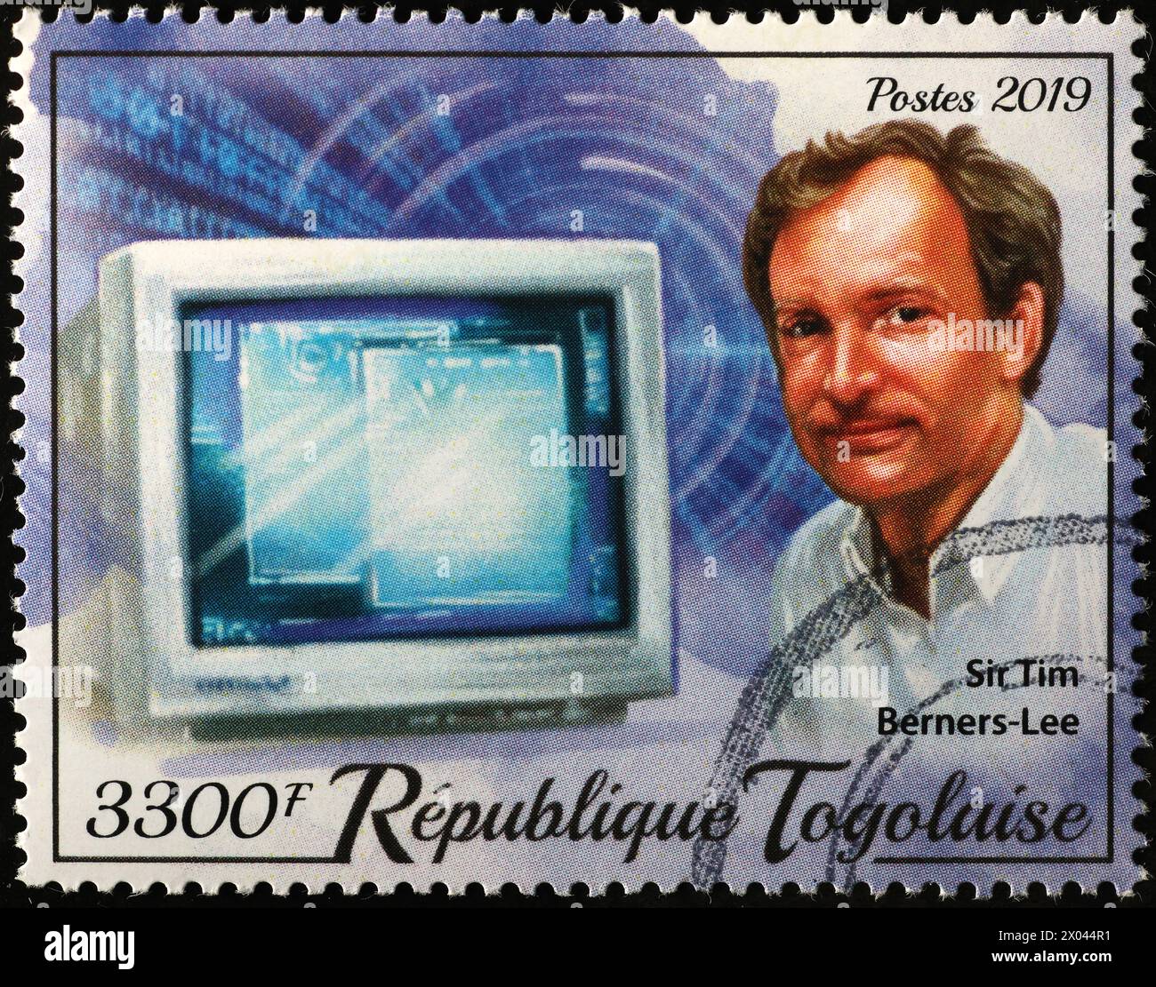 Inventor of World Wide Web Tim Berners-Lee on postage stamp Stock Photo