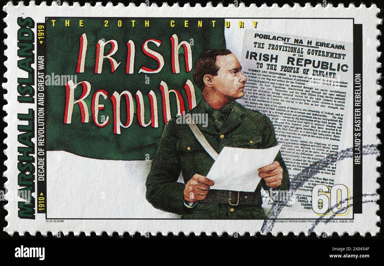 Proclamation of Irish Republic in early 20th century celebrated on stamp Stock Photo