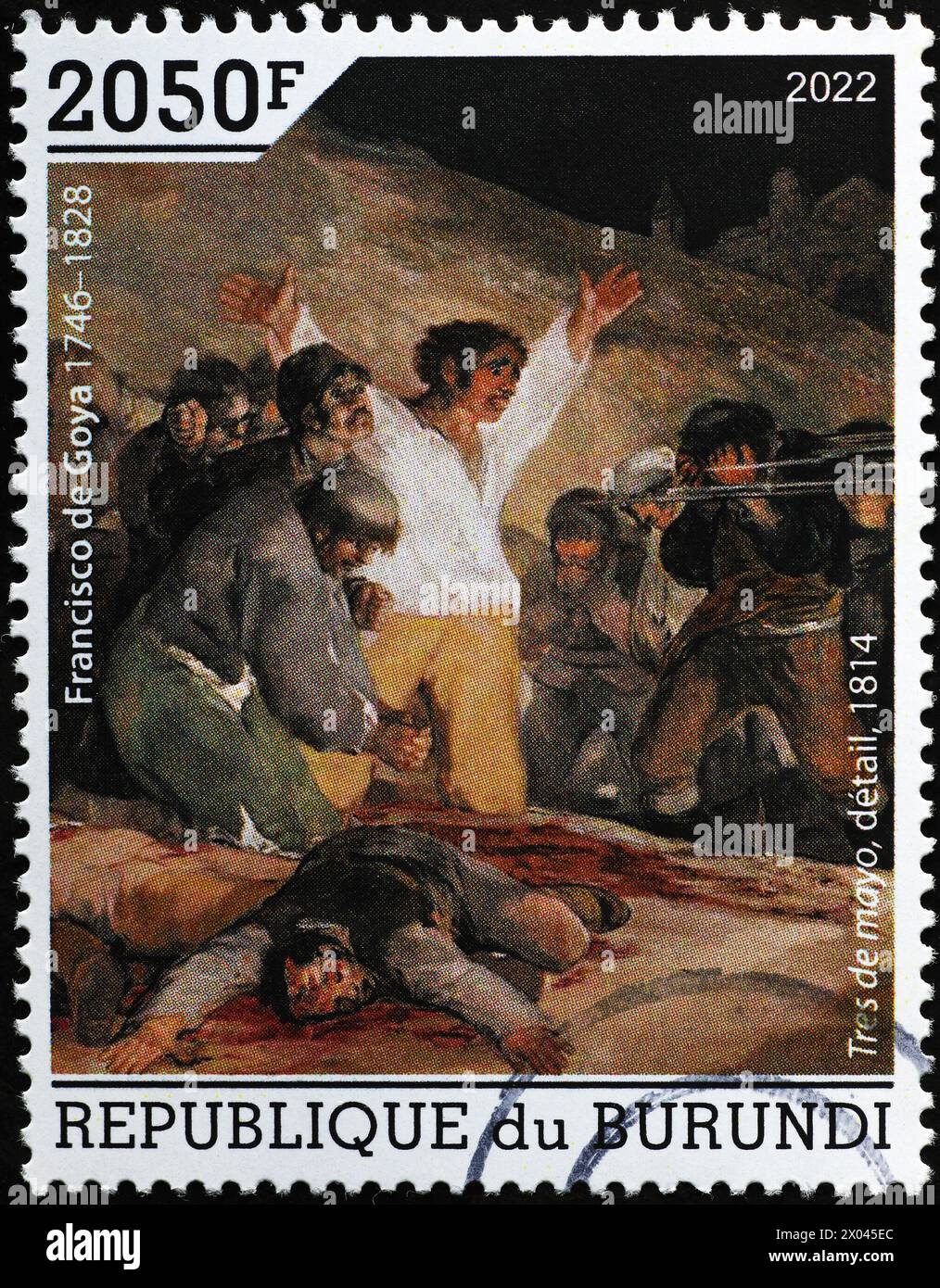 Third of May 1808 by Goya on postage stamp Stock Photo