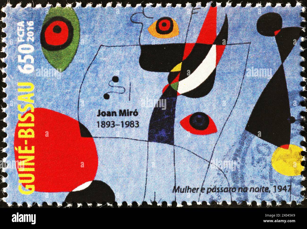 Abstract painting by Joan Mirò on stamp Stock Photo