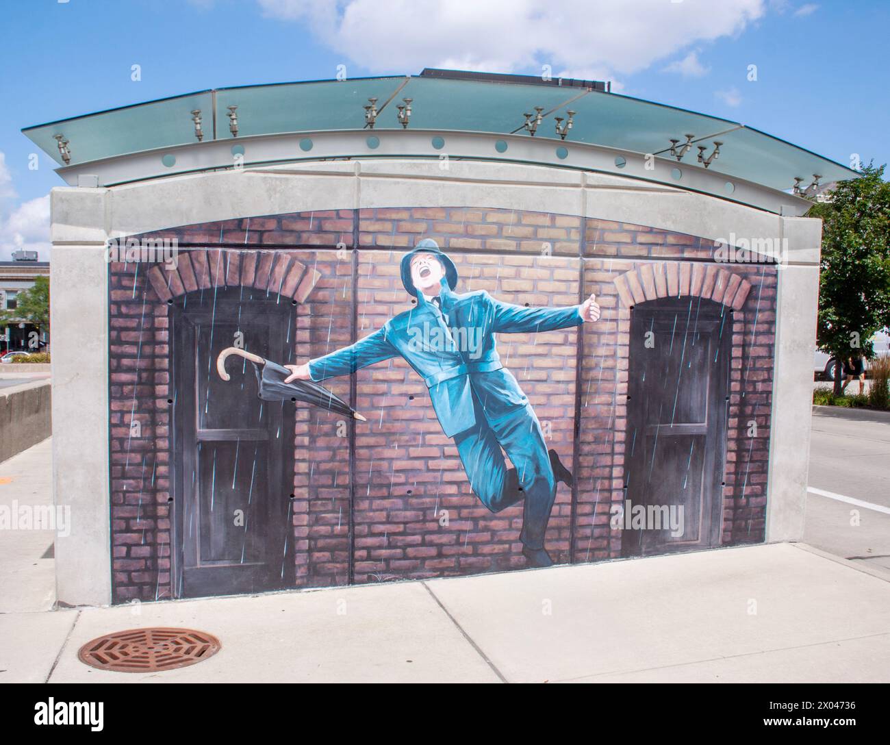 Gene Kelly Singing in the Rain Mural in Ann Arbor, Michigan Stock Photo