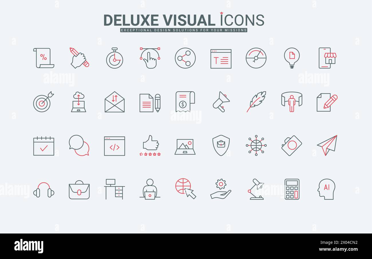 Remote work in home office line icons set. Person with computer at ...