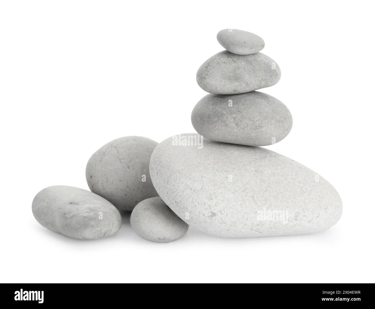 Group of different stones isolated on white Stock Photo