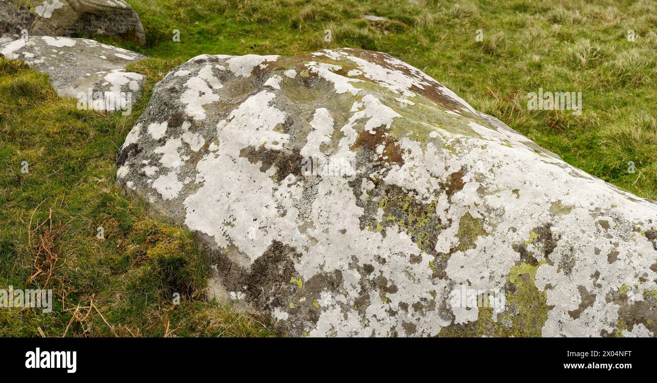 CUP MARKED ROCK, LORDENSHAWS, NORTHUMBERLAND Stock Photo