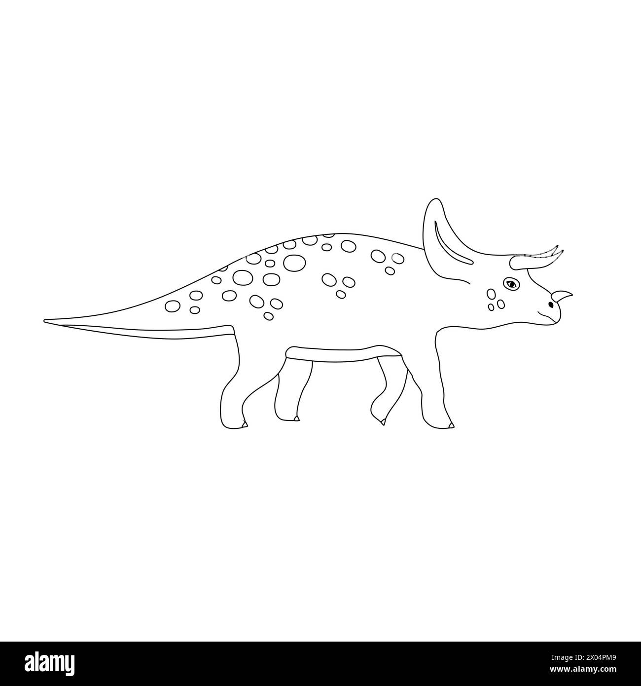 Vector flat outline triceratops dinosaur Stock Vector