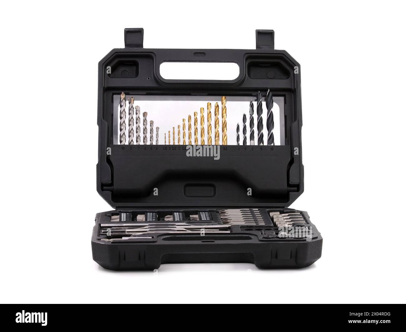 Drill bit kit isolated on white Stock Photo - Alamy