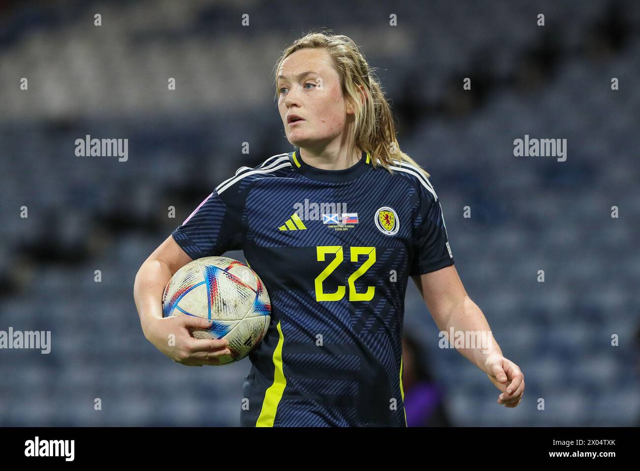 Glasgow, UK. 09th Apr, 2024. Scotland's Women' international football team played Slovakia Women's International team at Hampden Park, Glasgow, Scotland, UK in the UEFA European Qualifiers. Credit: Findlay/Alamy Live News Stock Photo