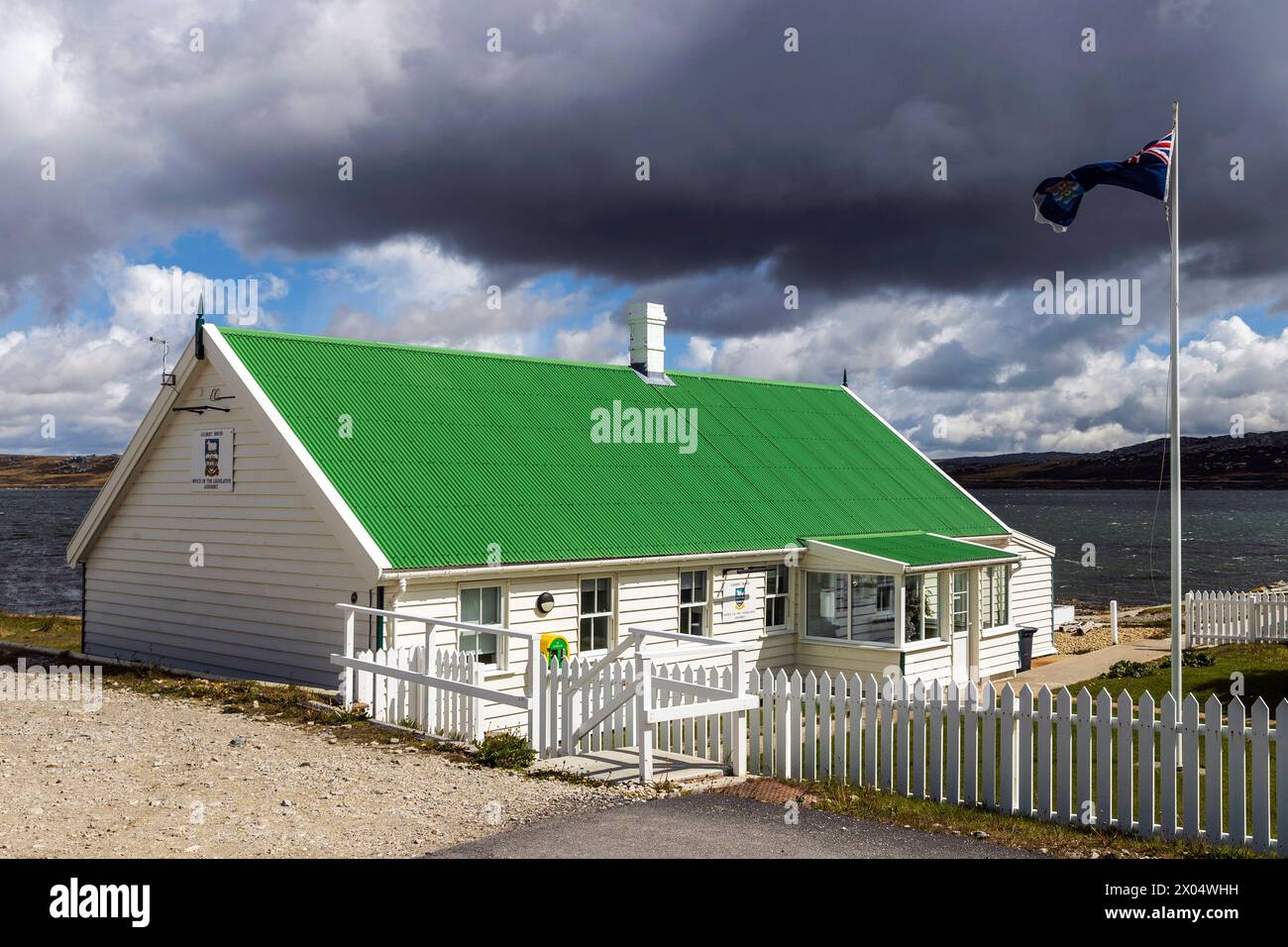 Gilbert House, Office of the legislative assembly, Stanley, Falkland Islands, Saturday, December 02, 2023. Photo: David Rowland / One-Image.com Stock Photo