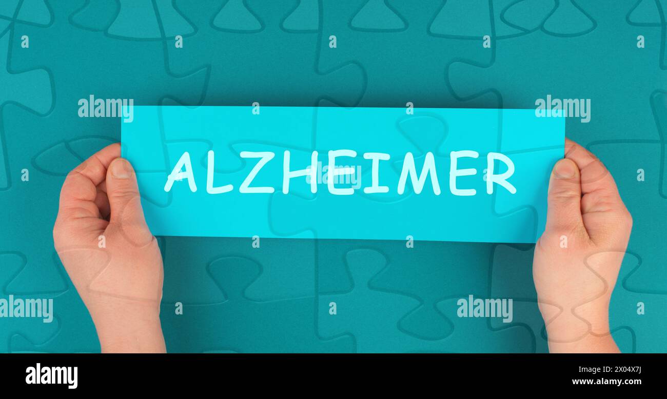 Alzheimer stands on a paper, awareness day, dementia diagnosis