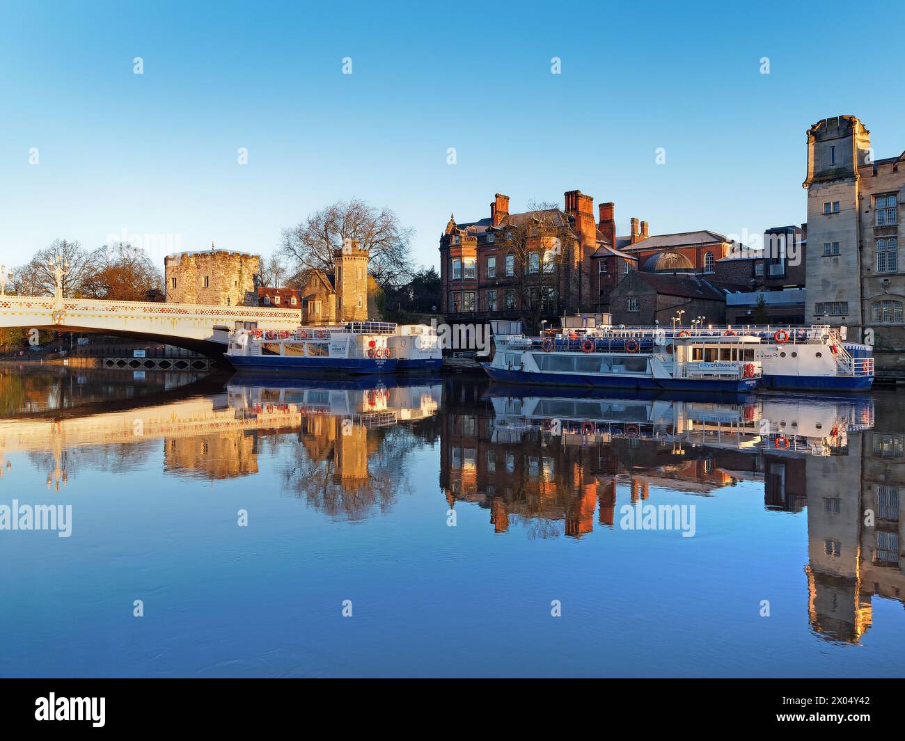 UK, North Yorkshire, York, Lendal Tower & Lendal Bridge next to the ...