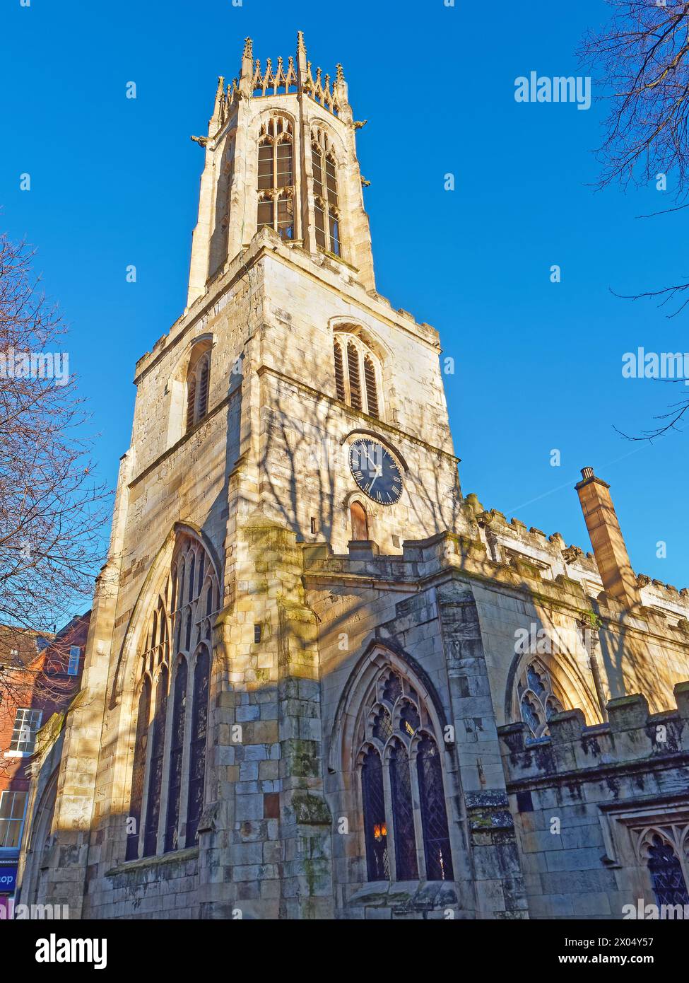 UK, North Yorkshire, York, Pavement, All Saints Church. Stock Photo