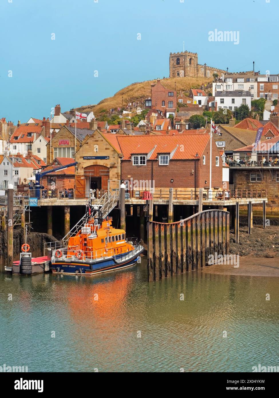 UK, North Yorkshire, Whitby Harbour and Lifeboat Station Stock Photo ...