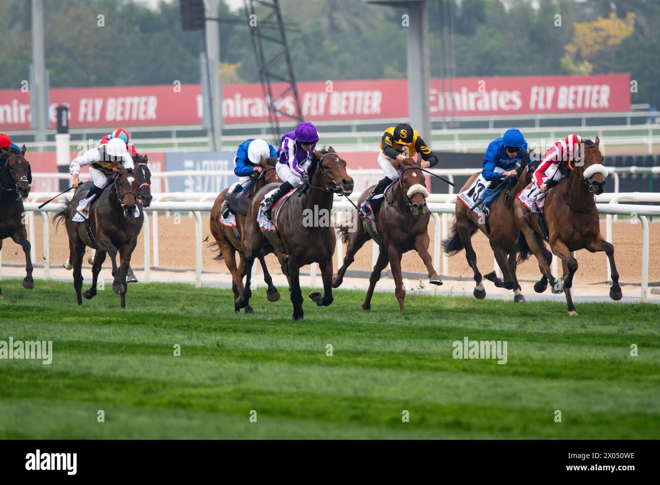 Tower of London and Ryan Moore win the 2024 renewal of the G2 Dubai Gold Cup for trainer Aidan O'Brien, 30/03/24. Credit JTW Equine Images / Alamy. Stock Photo