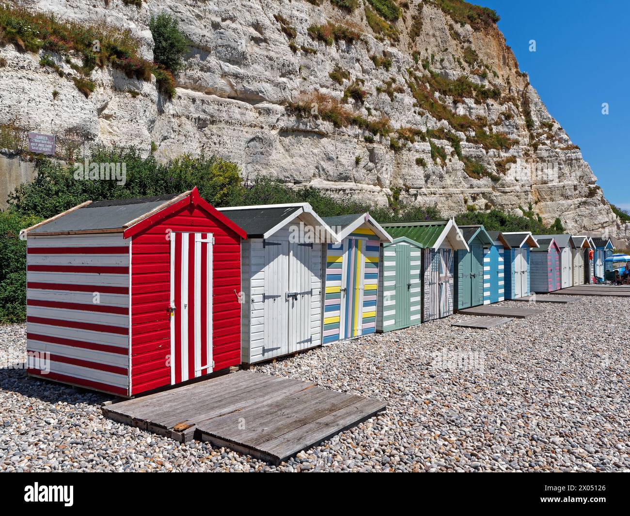 UK, Devon, Beer Beach Huts Stock Photo Alamy