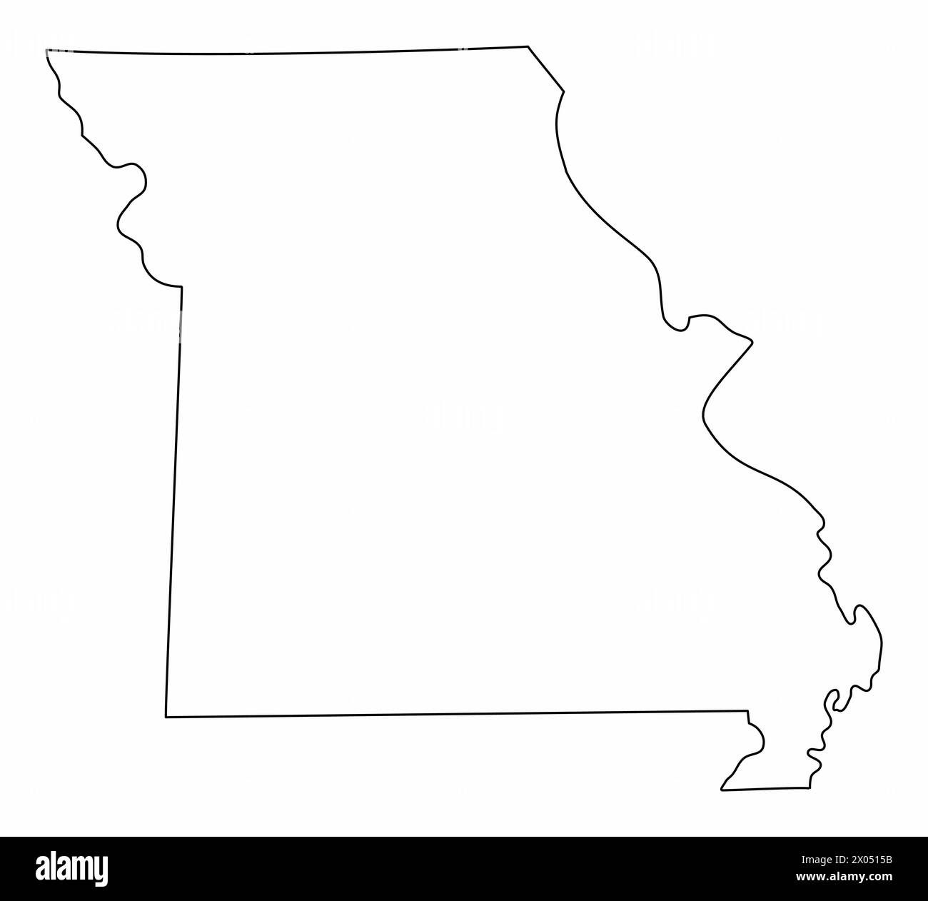 Missouri State outline map isolated on white background Stock Vector