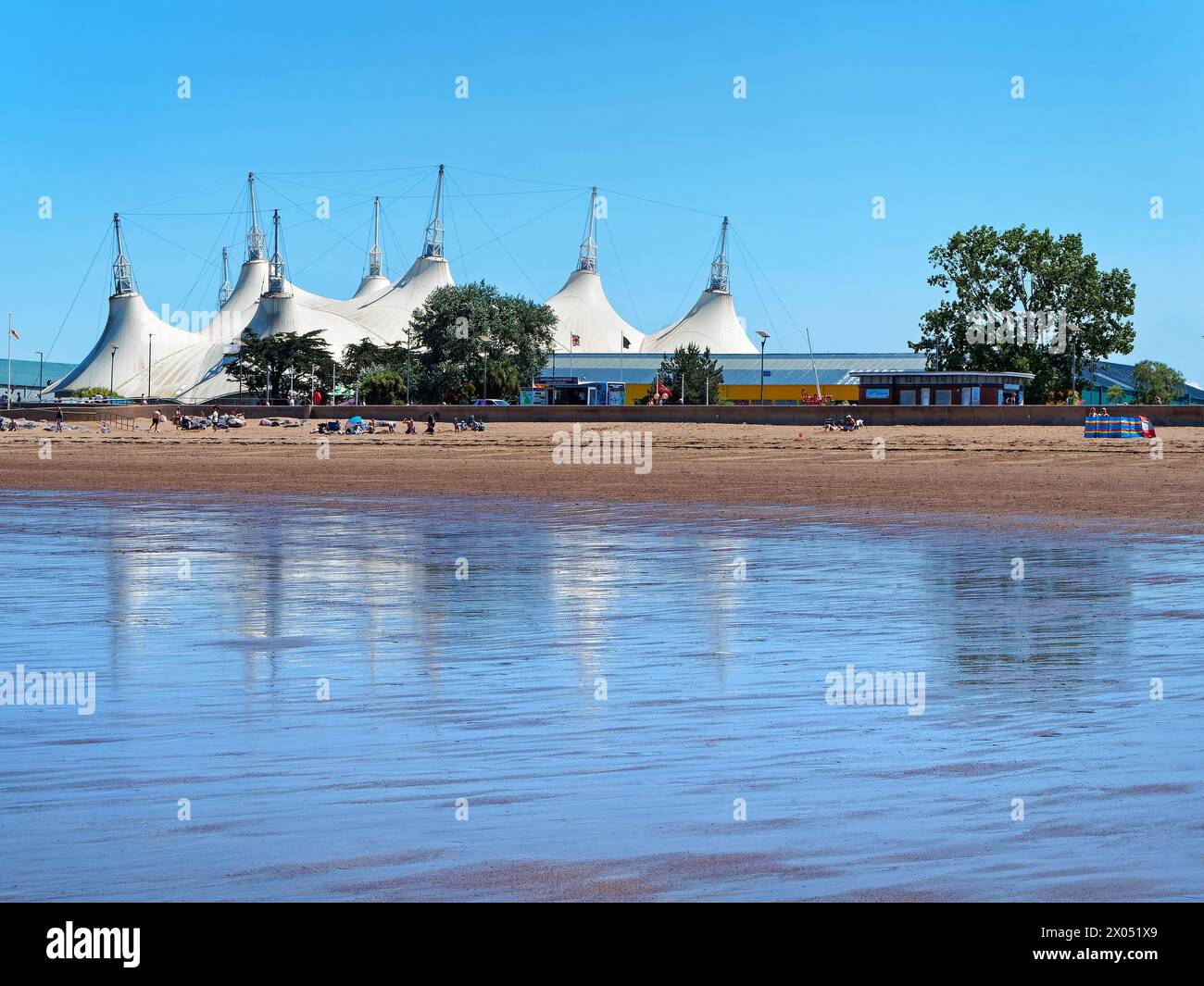 UK, Somerset, Minehead Beach and Butlins Skyline Pavilion Stock Photo ...