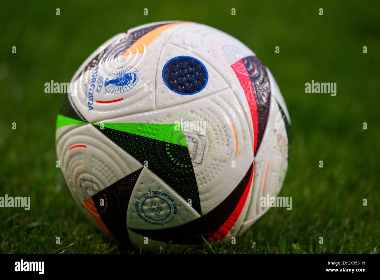 AACHEN, GERMANY - APRIL 9: The official UEFA EURO 2024 matchball during ...