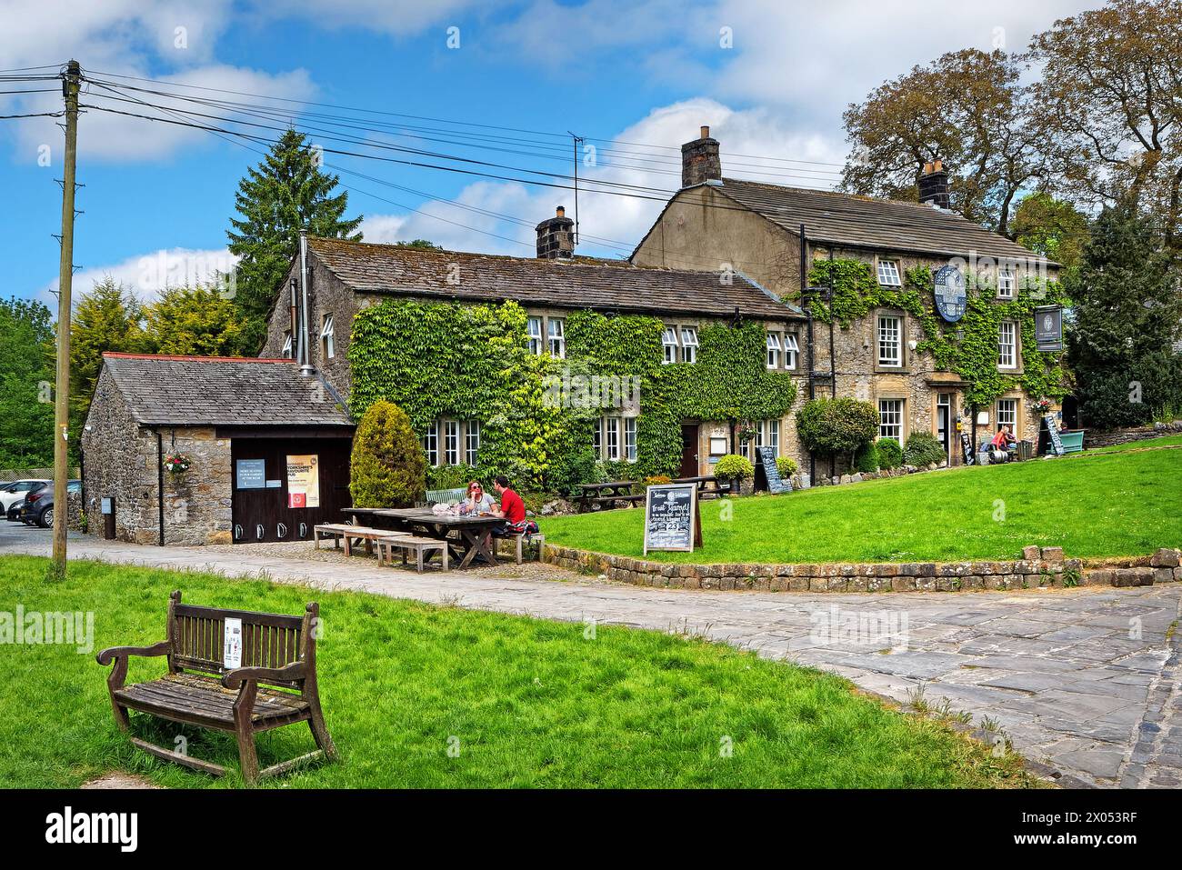 UK, North Yorkshire, Malham Village, The Lister Arms. Stock Photo
